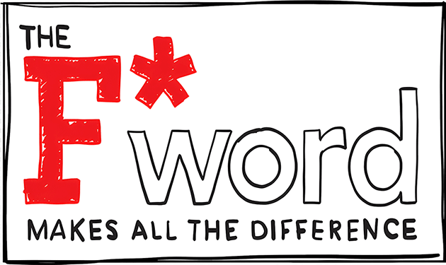 The F*word makes all the difference text graphic with red lettering and a playful design.